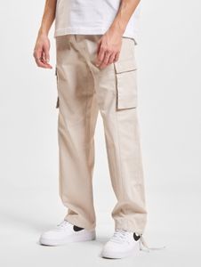 Pantalones vaqueros cómodos de hombre de la marca DEF, con bolsillos, corte recto, algodón, color beige.