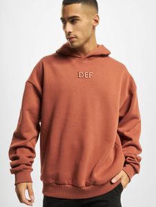 moderner DEF Herren Hoodie große Kapuze Kordelzug mit Baumwolle Rot-Braun
