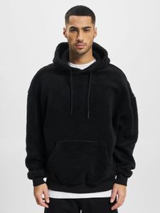 Felpa con cappuccio da uomo DEF morbida con coulisse, a coste in cotone, nera