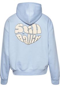 Casual DEF men's ribbed knit hooded sweatshirt with cotton, light blue
