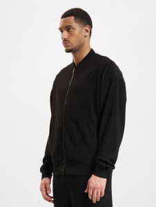 moderne DEF Herren Jacke Stretch Reißverschluss Rippbündchen Schwarz