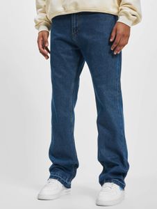 bequeme DEF Herren Jeans Straight Fit Reißverschluss mit Baumwolle Blau
