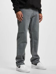Jeans da uomo DEF moderni, vestibilità dritta, chiusura con zip, in cotone, colore grigio