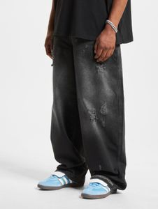 Jeans casual da uomo DEF con tasche con cerniera, in cotone, neri