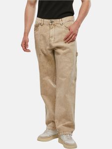 stylische DEF Herren Jeans Straight Fit Kordelzug Reißverschluss mit Baumwolle Beige