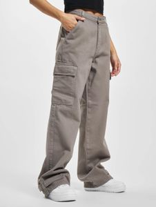 stylische DEF Damen Jeans Reißverschluss Taschen mit Baumwolle Grau