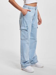 bequeme DEF Damen Jeans Taschen mit Baumwolle Blau