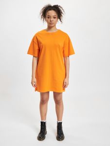 stilvolles DEF Damen Kleid Mesh mit Baumwolle Orange