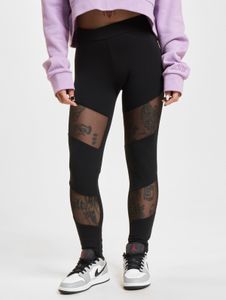 moderne DEF Damen Hose Stretch Mesh mit Baumwolle Schwarz