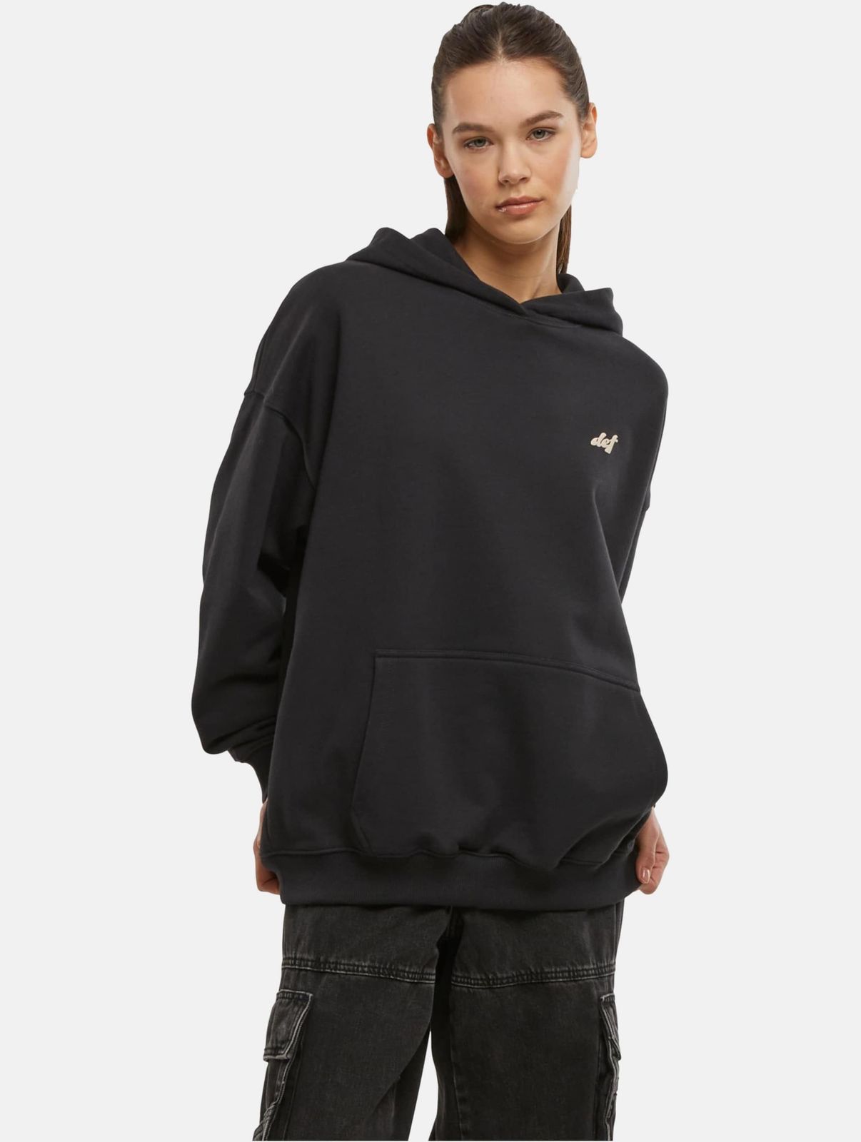 DEF Damen Hoodie mit Rippstrick und Baumwolle