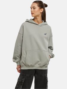 Comoda felpa con cappuccio da donna DEF in maglia a coste con cappuccio in cotone, grigia