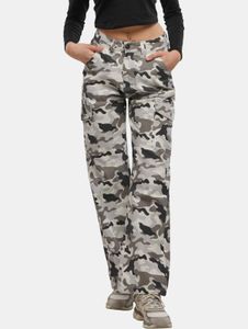 bequeme DEF Damen Jeans Straight Fit mit Baumwolle Camouflage