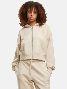 bequemer DEF Damen Hoodie Reißverschluss Taschen mit Baumwolle Beige