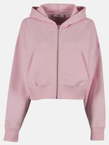 weicher DEF Damen Hoodie Reißverschluss Taschen mit Baumwolle Rosa