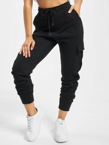 moderne DEF Damen Hose Kordelzug Fleece 300 g/m² mit Baumwolle Schwarz