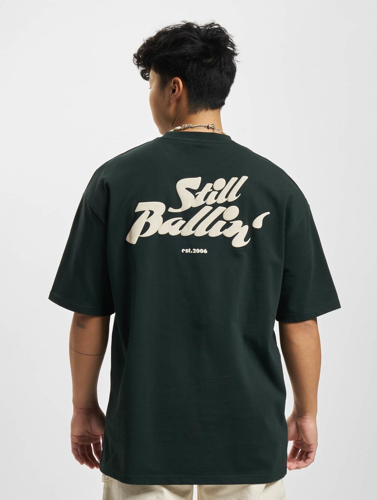 DEF Herren T-Shirt Oversize Baumwolle Dunkel-Grün