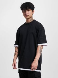 lässiges DEF Herren T-Shirt 220 g/m² mit Baumwolle Schwarz/Weiß