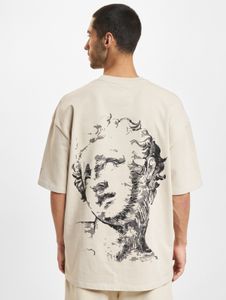 Casual DEF men's oversized cotton T-shirt, beige