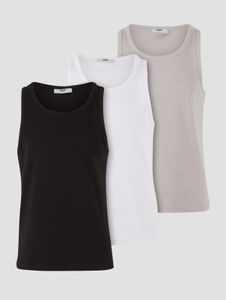 modernes DEF Herren Tank-Top Reißverschluss Taschen mit Baumwolle Schwarz/Weiß/Grau