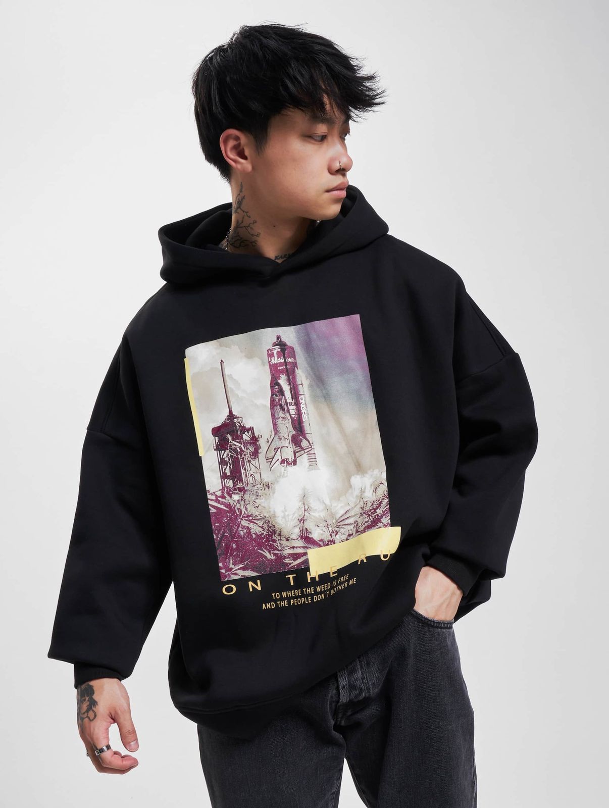 Dangerous DNGRS Herren Hoodie Oversize mit Baumwolle Schwarz