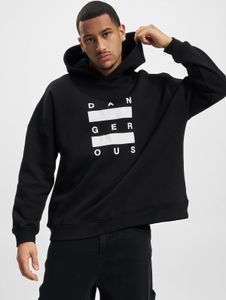 Soft Dangerous DNGRS men's hoodie with large hood, drawstring, cotton, black