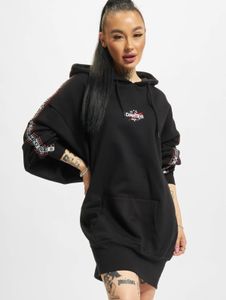 modisches Dangerous DNGRS Damen Kleid Kordelzug Kapuze mit Baumwolle Schwarz