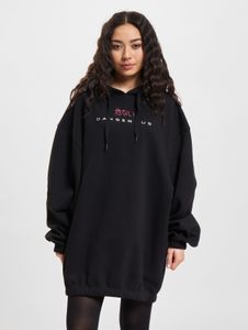modisches Dangerous DNGRS Damen Kleid Kapuze Oversize mit Baumwolle Schwarz