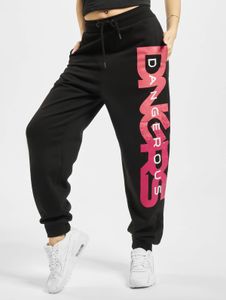 Casual Dangerous DNGRS women's trousers with drawstring and pockets, cotton, black/pink