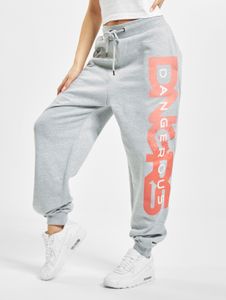 Versatile Dangerous DNGRS women's trousers with drawstring and pockets, made of cotton, grey