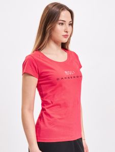 Camiseta casual Dangerous DNGRS para mujer, de algodón, color rosa.