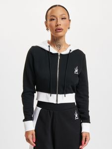 Comfortable Dangerous DNGRS women's hoodie with zip-up hood, 280 g/m² cotton, black/white
