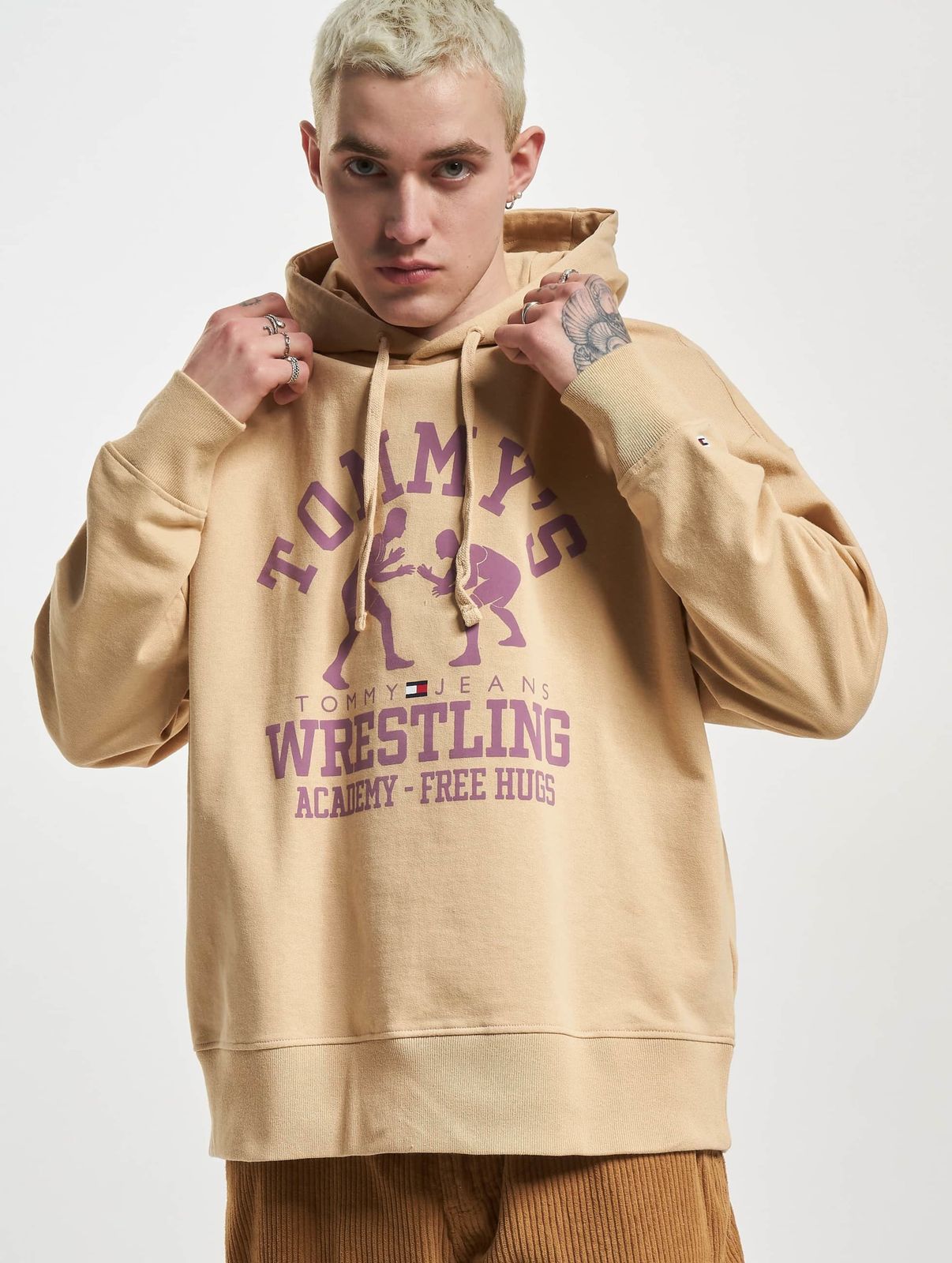 Tommy Jeans Herren Hoodie mit Baumwolle in Beige