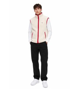 lässige Tommy Jeans Herren Weste mit Teddyfell Alltags-Jacke ärmellos Weiß