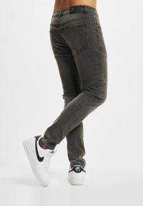 Pantalones vaqueros ajustados elásticos para hombre Modern Denim Project con cremallera y algodón, color negro/beige.