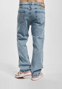 Pantalones vaqueros de hombre Modern Denim Project, corte recto, elásticos, con cremallera y de algodón azul.