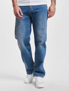 Jeans da uomo Stylish Denim Project, vestibilità dritta, tasche con zip, cotone, blu