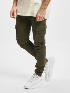 bequeme Denim Project Herren Jeans Stretch Reißverschluss Taschen mit Baumwolle Oliv-Grün