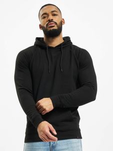 Sweat à capuche pour homme Modern Denim Project, en maille côtelée et coton noir, avec cordon de serrage
