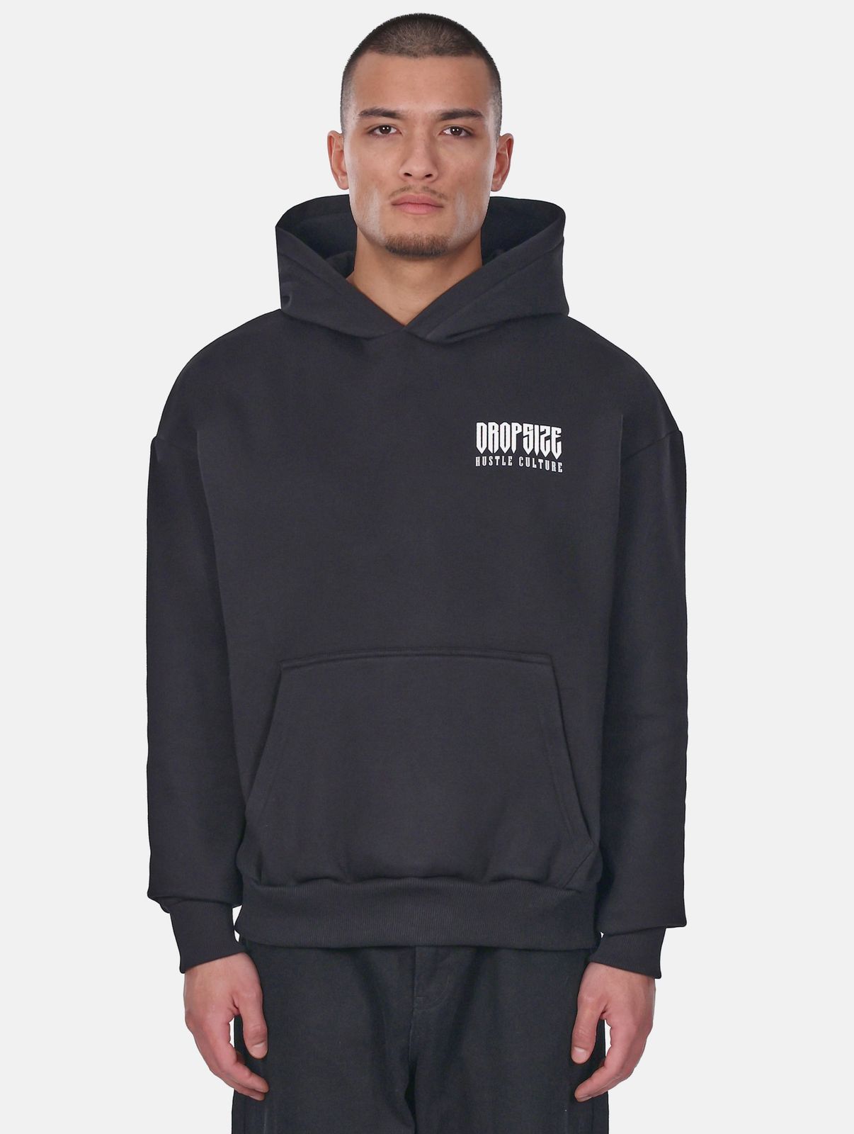 Dropsize Herren Hoodie mit Kapuze aus Baumwolle Schwarz
