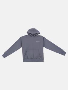 Soft drop-size men's hoodie with ribbed cuffs and hood, made of cotton, dark grey