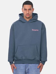 Sweat à capuche homme moderne à coupe ajustée, poignets et capuche côtelés, coton, bleu