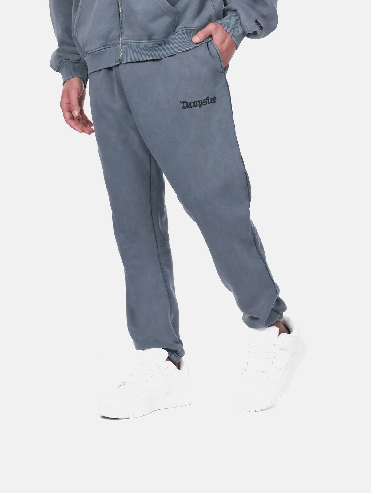 Comfortable drop-size men's jeans, ribbed cuffs, oversize, cotton, grey