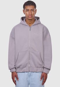 moderner Dropsize Herren Hoodie Reißverschluss Rippbündchen mit Baumwolle Grau