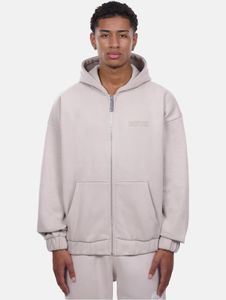 moderner Dropsize Herren Hoodie Reißverschluss Rippbündchen mit Baumwolle Grau