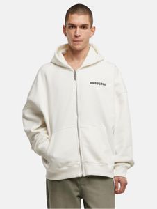 Casual drop-size men's hoodie with zipper pockets, cotton, white