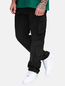 lässige Dropsize Herren Jeans Reißverschluss Taschen mit Baumwolle Schwarz