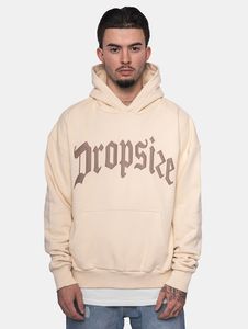 Modern drop-size men's hoodie in beige cotton