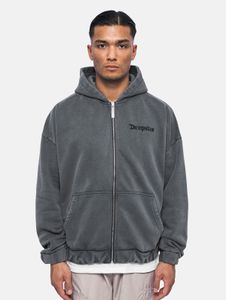 bequemer Dropsize Herren Hoodie Reißverschluss Taschen mit Baumwolle Anthrazit