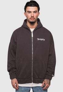 weicher Dropsize Herren Hoodie Reißverschluss Rippbündchen mit Baumwolle Schwarz
