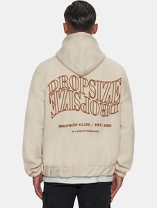 Casual drop-size men's hoodie made of cotton, beige